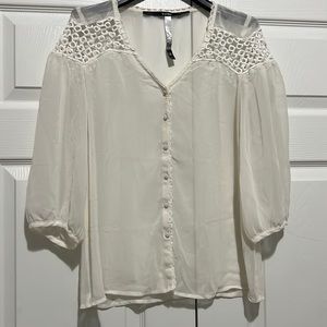 Kensie white sheer blouse